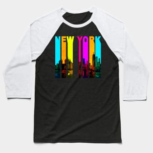 Retro New York Cityscape Skyline Baseball T-Shirt